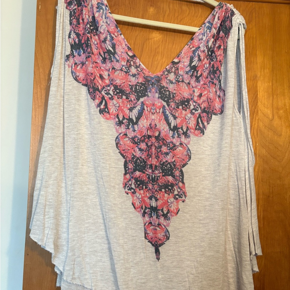 Free People Flowy Top with Floral Pattern